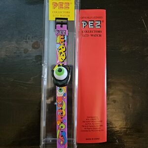 Pez Psychedelic Eye Collector's LCD Watch Black Hand Green Eye, working, new